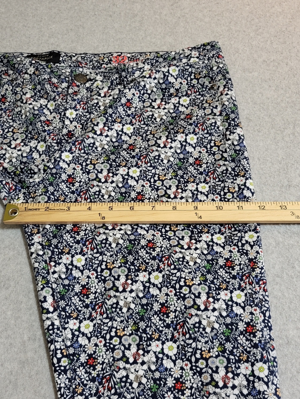 J. Crew Floral Ankle Jeans - Black, White & Red - Picture 12 of 15